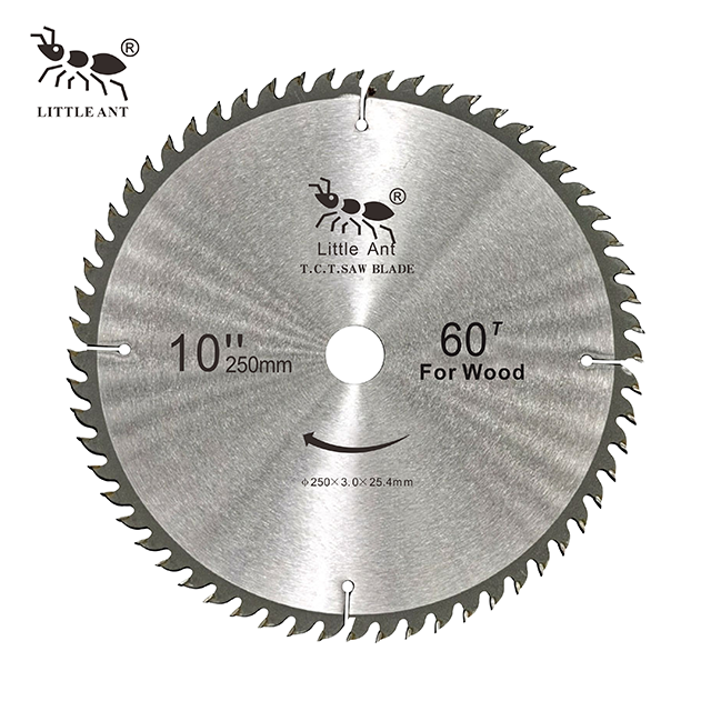 Cuchilla circular de sierra circular de corte de madera de 10 pulgadas de 60 dientes.